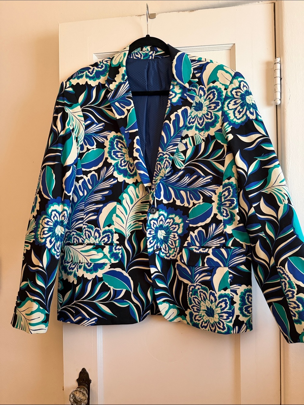 Men's Floral Sport Blazer in Blue & Teal
